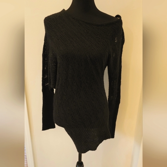 Derek Heart Black Asymmetrical Knit Sweater - Size S - Picture 1 of 7